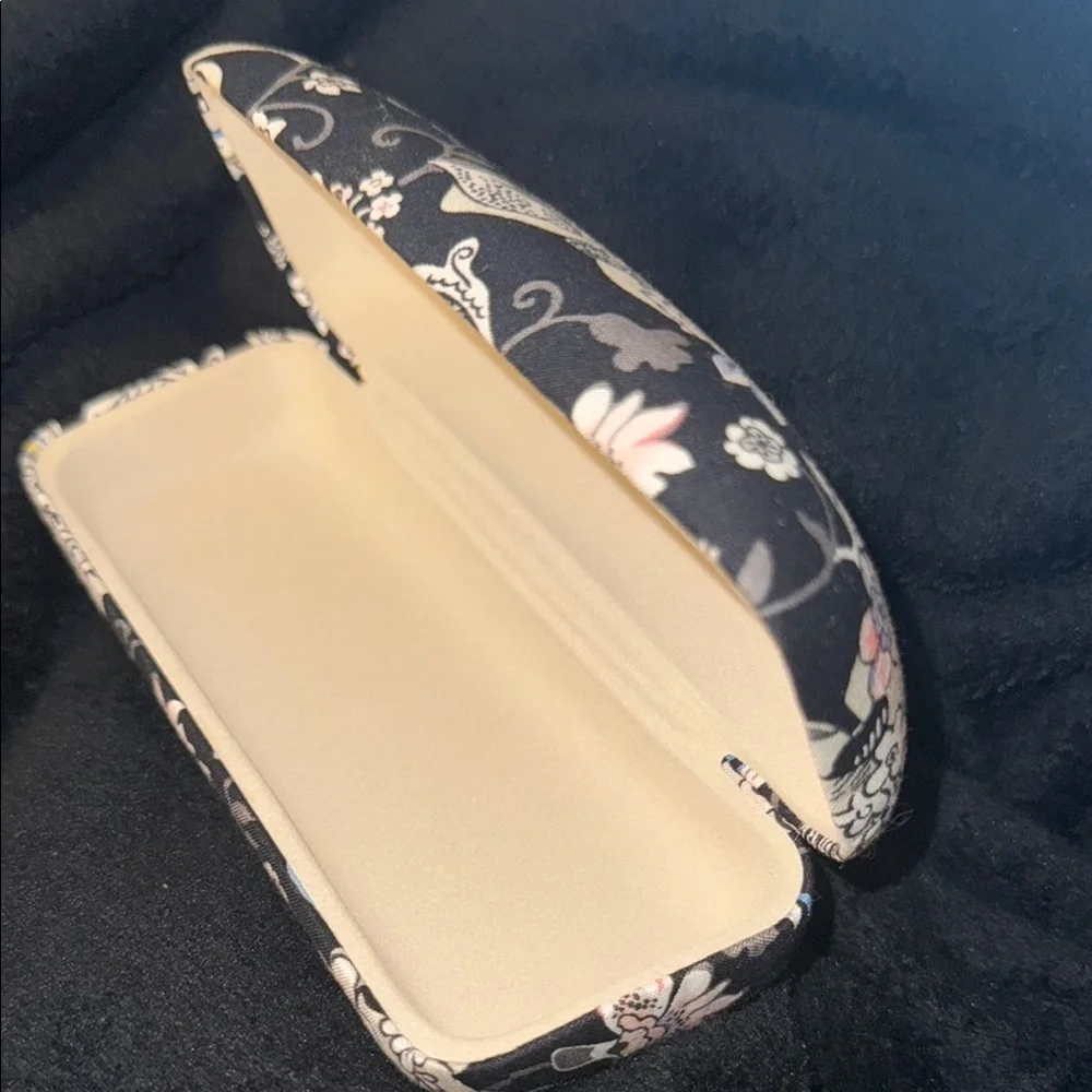 Vera Bradley Black and Cream Floral Cosmetic Bag